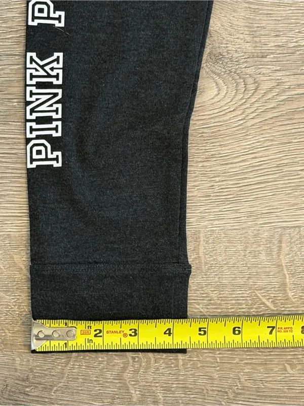 Victoria’s Secret PINK Yoga Leggings Women’s M Gray Pink Logo Drawstring - Image 9