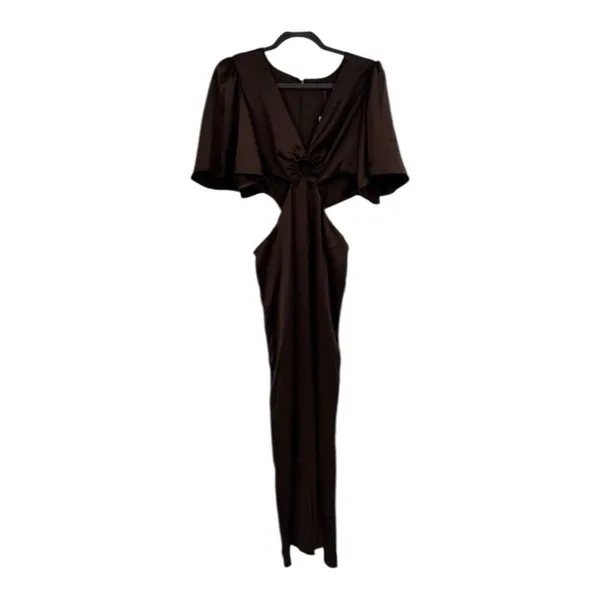 ✨Wild Fable Women’s Flutter Sleeve Satin Cape Maxi Brown Sz Large Dress✨ - Image 4