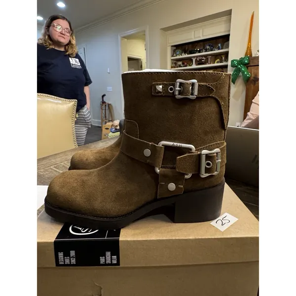 ASH 50mm Texas Suede Boots Women's Size 39 US @ 8.5 424144 Land Moto Boho - Image 3