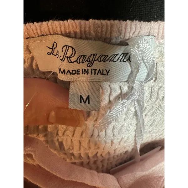 Le Ragazze Italy Linen Cotton Tropical Print Midi Dress Blush Pink Resortwear - Image 5