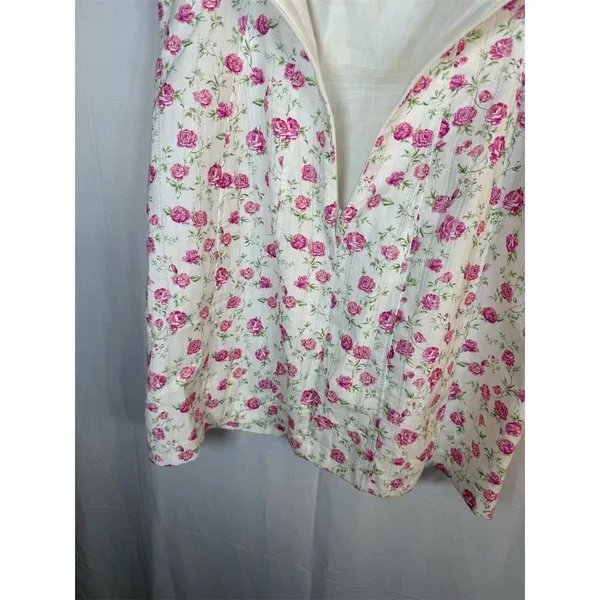 Zara Mini Dress Womens M White Pink Floral Rose Corset Bustier Strappy - Image 11