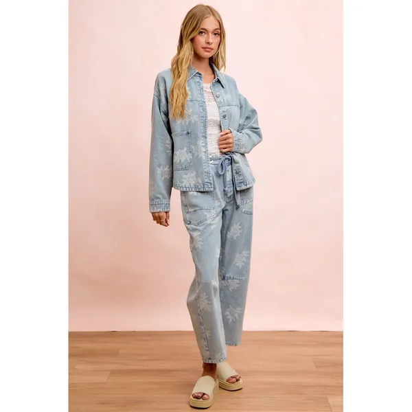 BiBi‎ Printed Washed Denim Jacket With Pocket - Image 13