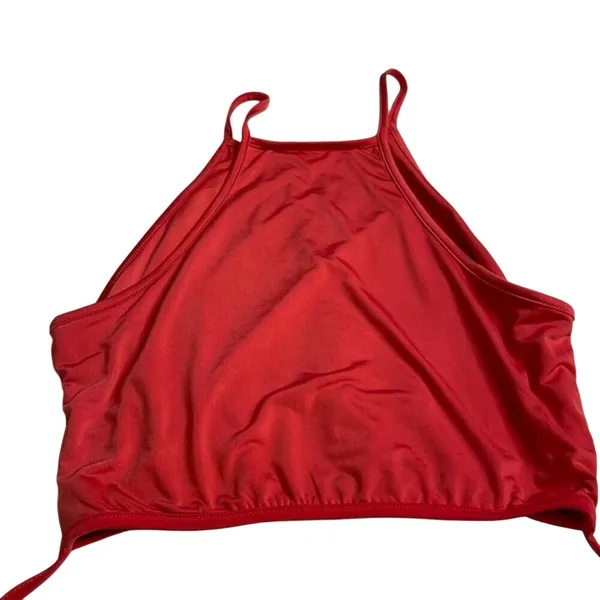 Lovers + Friends Red Halter Wrap Crop Top High Neck Strappy Size S RN132829‎ - Image 3