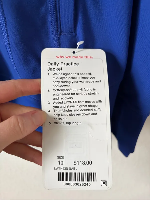 Lululemon Daily Practice Jacket Sapphire Blue Size 10 NWT Athleisure Colorful - Image 5