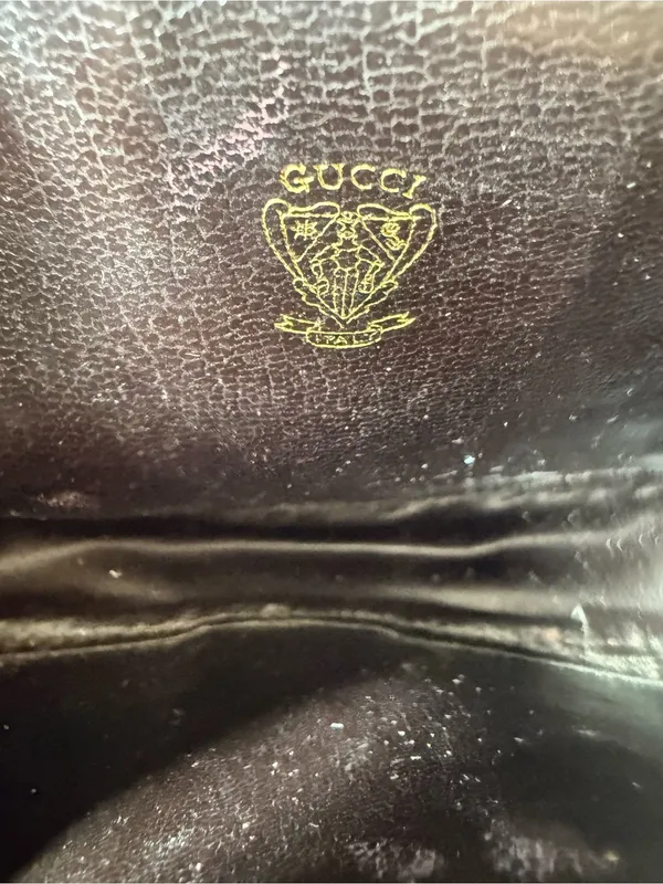 Vtg Gucci Clutch GG Supreme Monogram Cosmetic Pouch Gold Crest Logo Web Stripe - Image 4