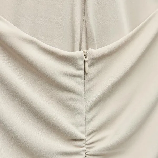NEW Zara LONG Ruched Keyhole DRAPED HALTER Maxi DRESS Gown Size XS - Image 9