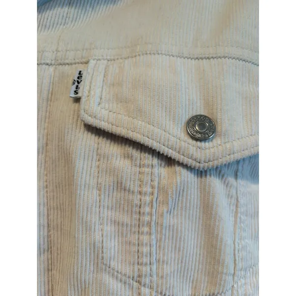 Levi's Sherpa Trucker Jacket Corduroy Cream Ivory Size L Fleece Lined Coat - Image 3