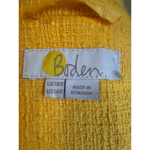 Boden Yellow Textured Tweed Coat colorful Button 14 preppy Y2K retro bright whim - Image 5