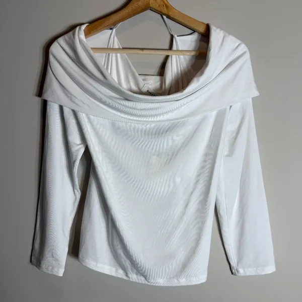 Babaton Aritzia Streamline Top Drapey Jersey Off the Shoulder Women XL White NWT - Image 6