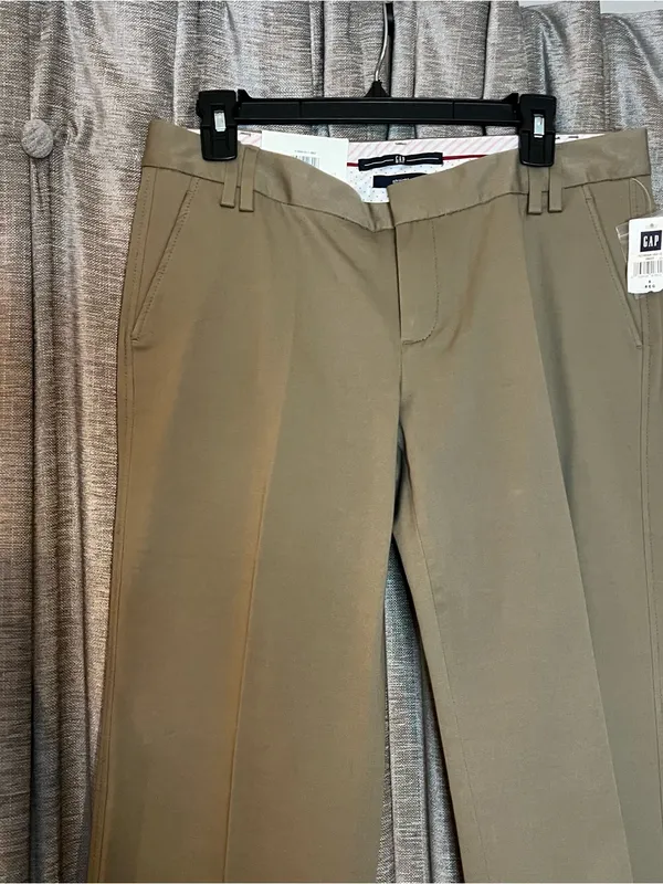 NWT Gap Khaki GapStretch Straight Dress Pants Classic Flat Front Trousers Size 8 - Image 4