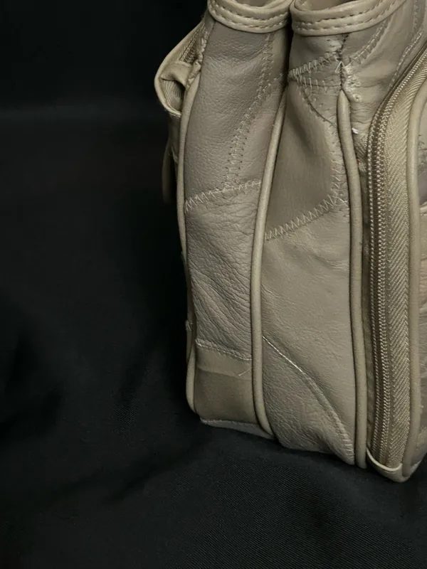 Neutral Patchwork Satchel Handbag Purse Taupe/Cream NWOT - Image 5