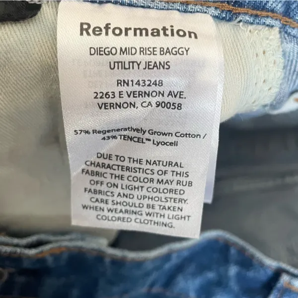 Reformation Diego Mid-Rise Baggy Utility Jeans 30 Cleary Anthropologie NEW - Image 7