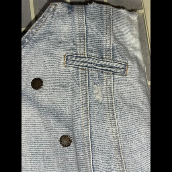 Revolve Retrofête Vivienne‎ Denim Distressed Preppy Designer Jacket SMALL - Image 3