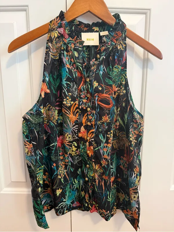 Maeve Prema Floral Tank Size Large Tropical Flowers Fun Print - Image 3