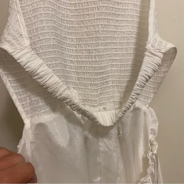 HYFVE Anthropolgie Womens White Halter Top Backless Romper L Large Beach Resort - Image 7