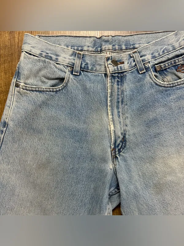 Vtg Y2K Harley-Davidson Baggy Cut Off Jorts Distressed Denim Jean Shorts Sz 31 - Image 8