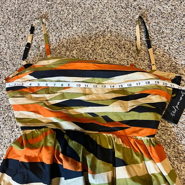 Sam and Jess Olive Drab Abstract Print Maxi Dress Tie Front Spaghetti‎ Straps XL - Image 5