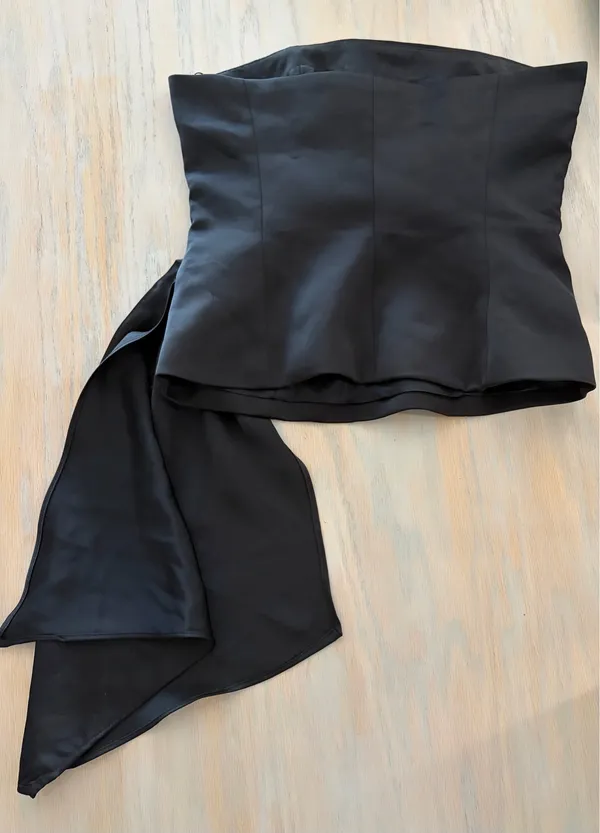 Black Zara Strapless Top Tie Detail - Image 4