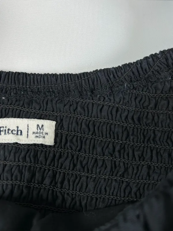 Abercrombie & Fitch Black Ruched Puff Sleeve Mini Dress Women's Size Medium - Image 6