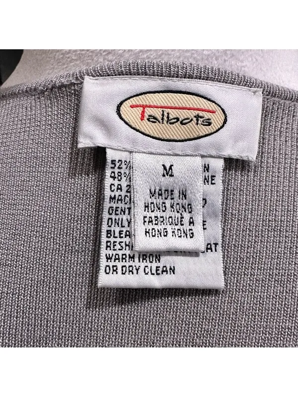 Talbots Light Gray Cotton Rayon Button Cardigan Sweater Size M - Image 12