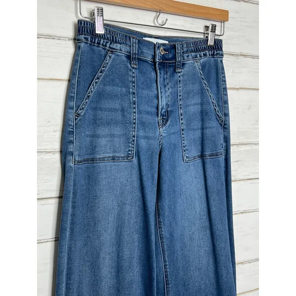 Vervet High Rise Wide Leg Jeans Size 25 Blue Stretch Denim Patch Pocket - Image 9