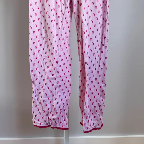 Playboy Intimates Pink Bunny Print One Piece Union Suit Pajamas‎ Women's XL - Image 3