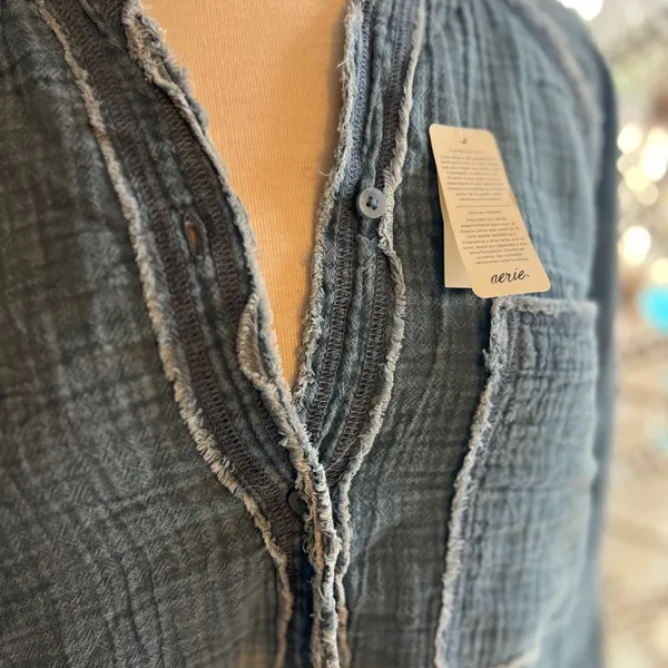 Aerie Chambray Mineral Wash Tunic Length Button-Up Shirt - Image 7