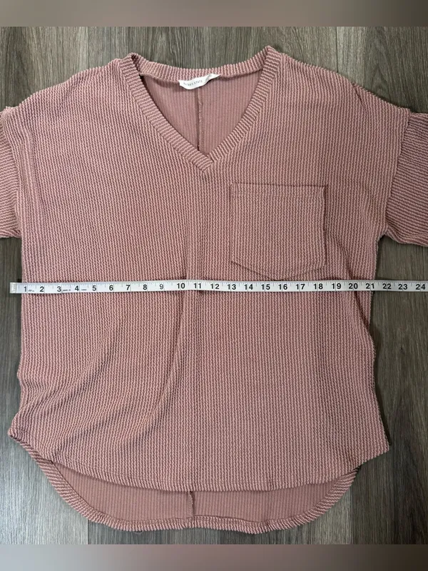 Altar'd State Dusty Rose Pink Ribbed Front Pocket Shirt Size Small Casual Basics - Image 7