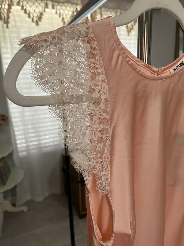 Target Peach Satin Maxi Dress With Lace Trim - Image 5