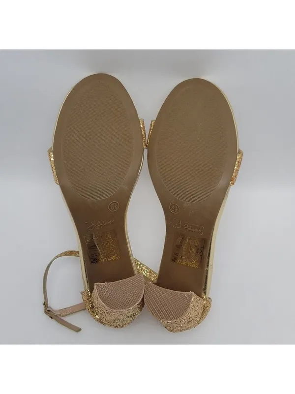J Adams Shirley Gold Glitter Ankle Strap Heeled Sandals Size 8.5 - Image 9
