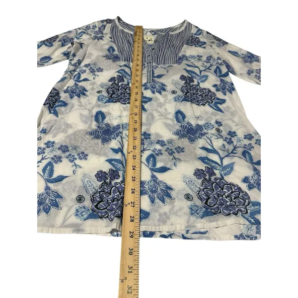 Anthropologie MERMAID Small Floral Sea Holly Tunic Top‎ Stripes Beach Summer F10 - Image 5