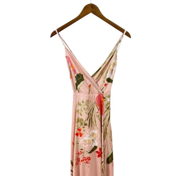 Lulus Still the One Blush Pink Floral Print Satin Maxi Dress size XS - Image 5