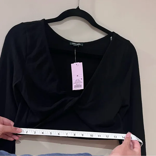 Wild Fable Black Long Sleeve Crop Twist Top NWT - Image 5