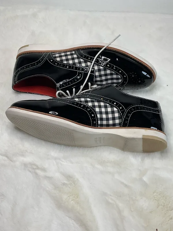 Johnston & Murphy Women’s Black Patent Leather Gingham Wingtip Oxford Shoes Size 7M - Image 6