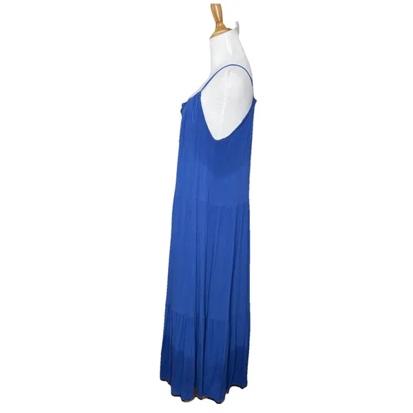 Tribe Blue Spaghetti Strap Sleeveless Tiered Maxi Ties at Neck Dress Size Medium - Image 3