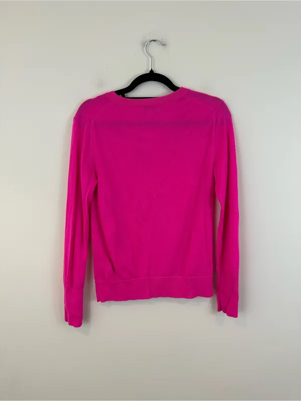 Nordstrom Fuchsia Merino Wool Blend V-Neck Women's Sweater Size Small - Image 5