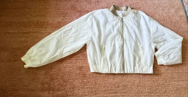 Athleta White Lightweight Cropped Bomber Jacket Full Zip Women’s M - Image 2