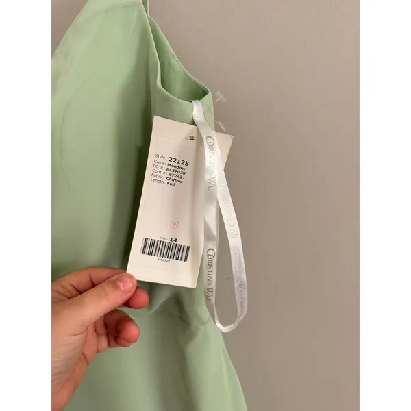Christina‎ Wu Celebration 22125 Cowl Neck Bridesmaid Dress Women 14 Meadow Green - Image 3