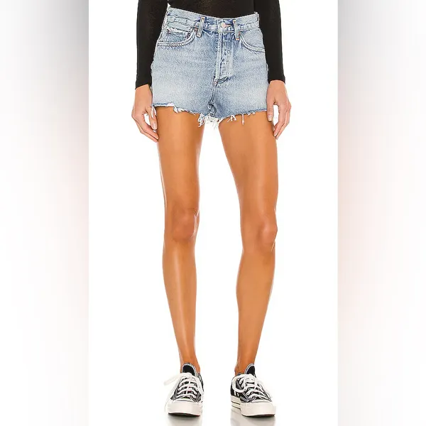 Agolde Parker Denim Shorts Distressed Light Wash Size 29 - Image 3
