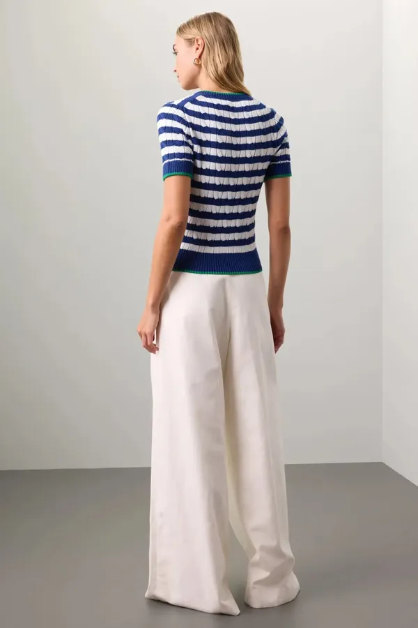 Polo Ralph Lauren Striped Cable-Knit Short-Sleeve Cardigan - Image 2