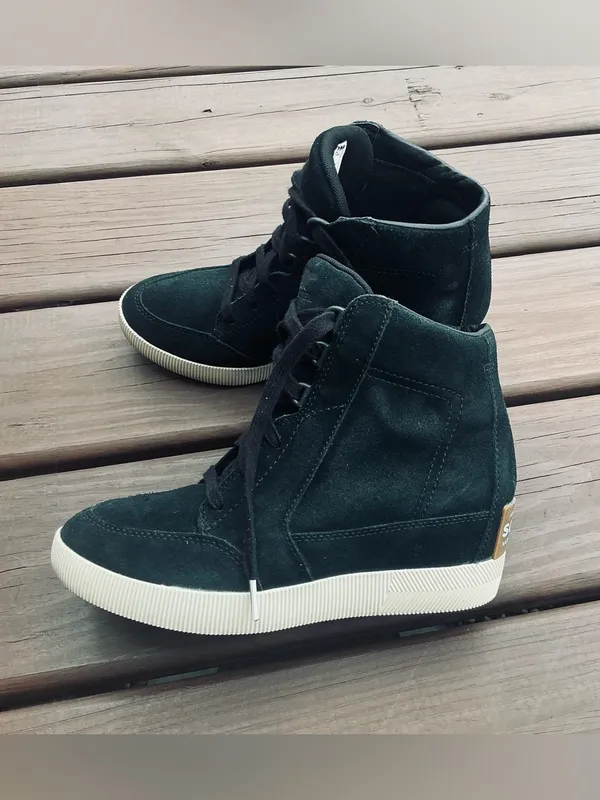 Sorel Black Suede High-Top Wedge Sneaker - Image 3