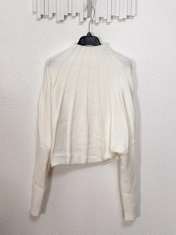 Miss Sparkling Ivory Ribbed Mock Neck Dolman Sleeve Sweater Size XL NWOT - Image 2