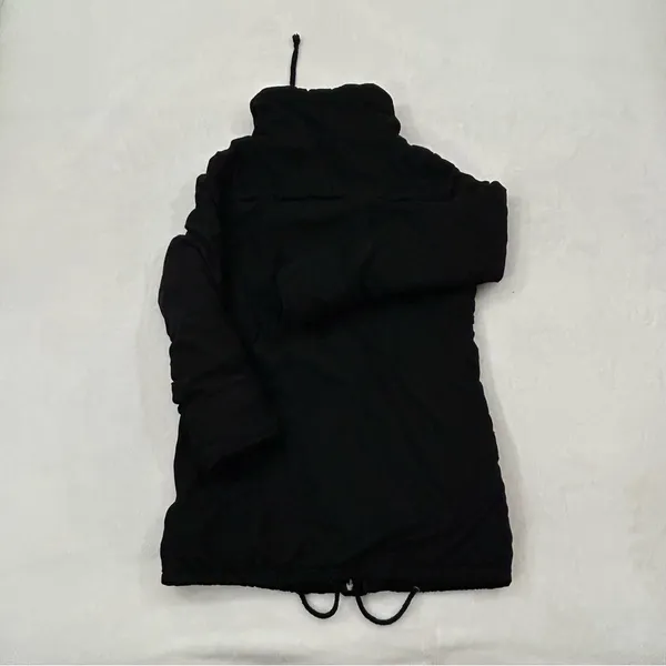 Black Comfy Winter Mid Length Thick Warm Faux Fur Lined Jacket Coat Women’s S - Image 11