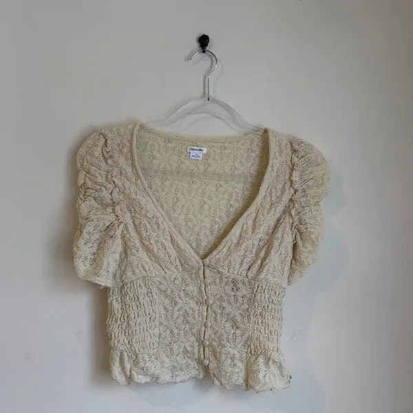 Urban Outfitters Hollie Puff Sleeve Ruffle Babydoll Blouse - Image 3