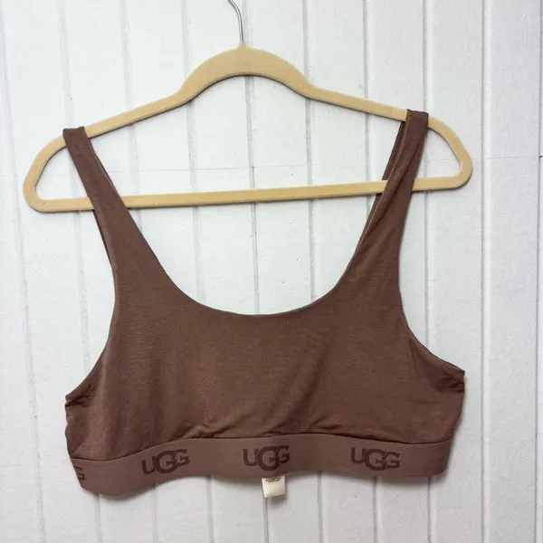 UGG Mauve‎ Brown Logo Elastic Scoop Bralette Size XL NEW - Image 2