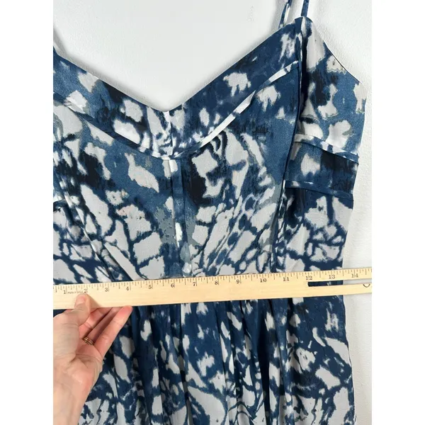 Betsey Johnson Size 6 Maxi Dress Womens Tie Dye‎ Deep V Blue White Sweetheart - Image 11