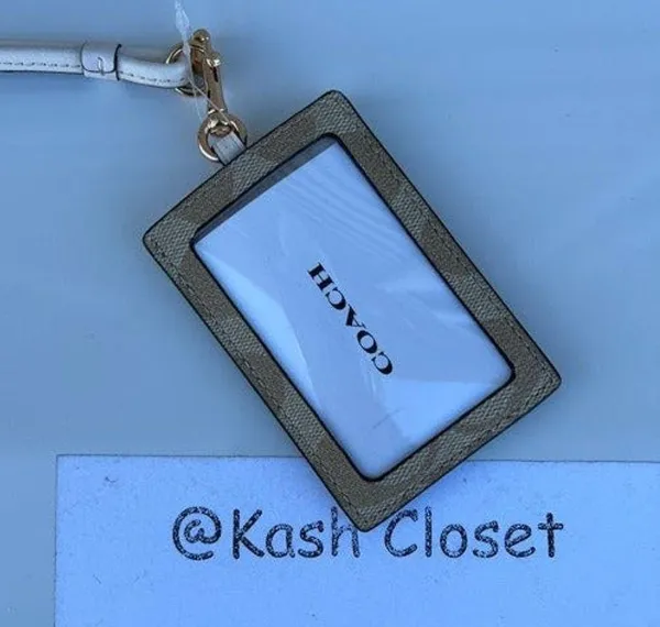 Coach Khaki Chalk Lanyard ID Holder - Image 3