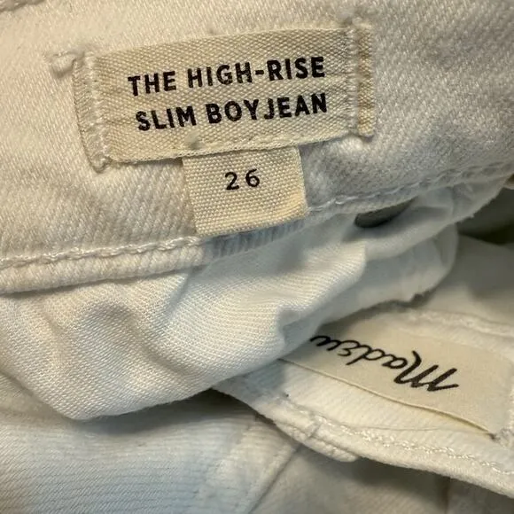 Madewell High-Rise‎ Slim Boy Jean Sz 26 White (Actual 28x28) Festival Western - Image 6