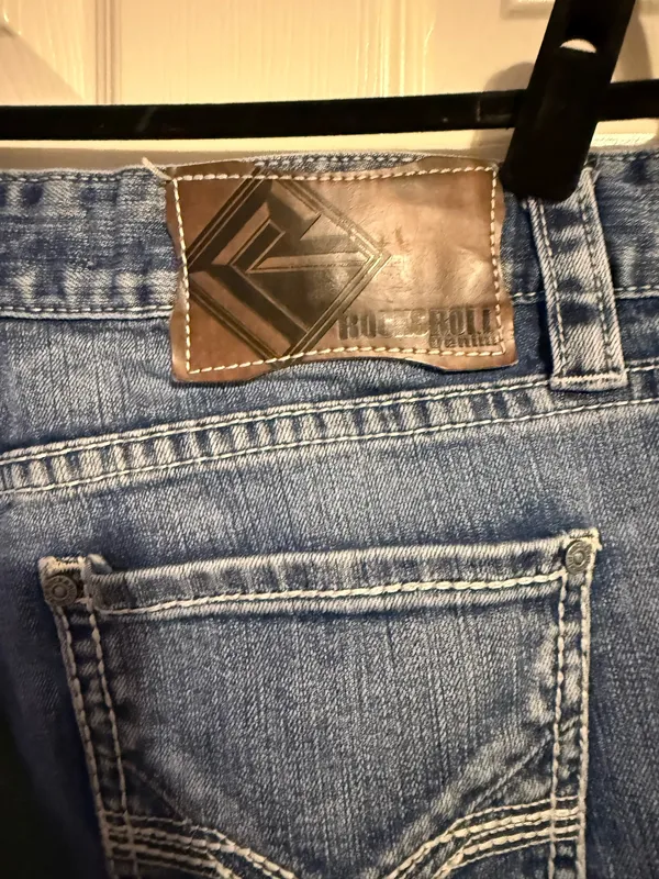 Rock & Roll Denim Mens Double Barrel Bootcut jeans 34/32 light wash EUC - Image 4