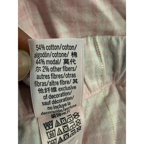 Victoria's Secret‎ Pink Plaid Pajama Shorts Gold Metallic Trim Women's Medium - Image 6